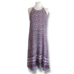 Vintage Geeta Womens Dress Free Size OS India Floral Boho Halter Midi Sundress